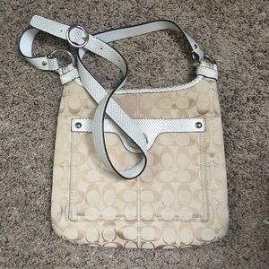 Vintage Tan & White Coach Purse Crossbody